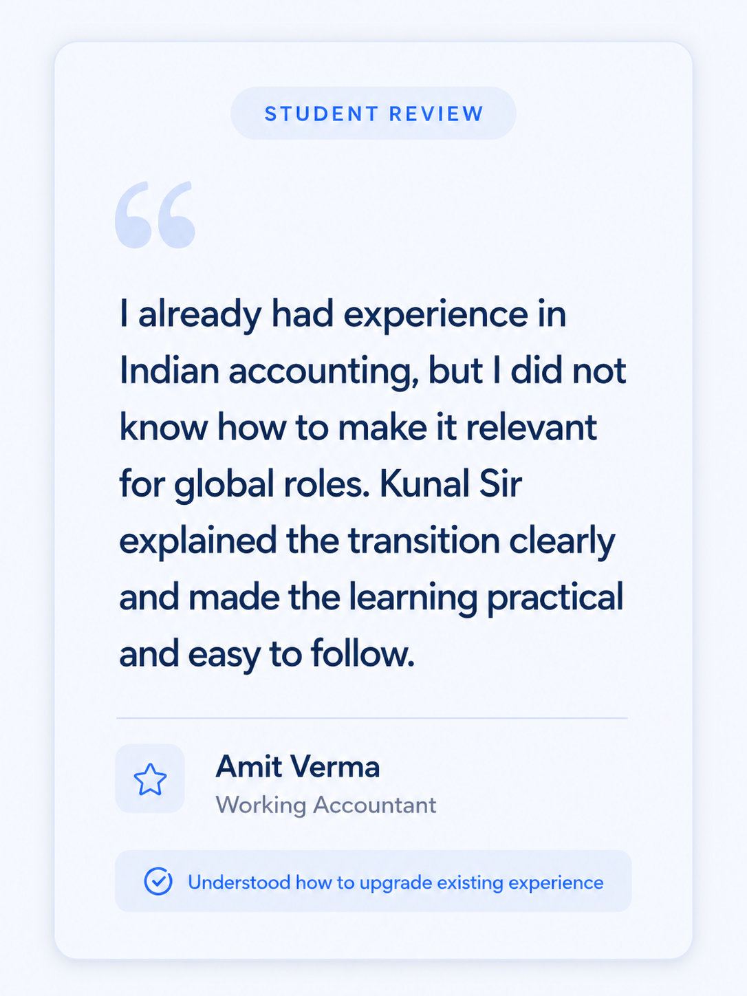 Learner testimonial